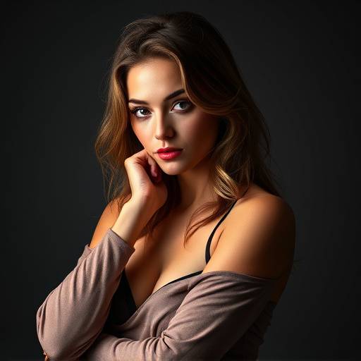 Fotografia de um modelo posando em um ensaio fotográfico profissional em estúdio