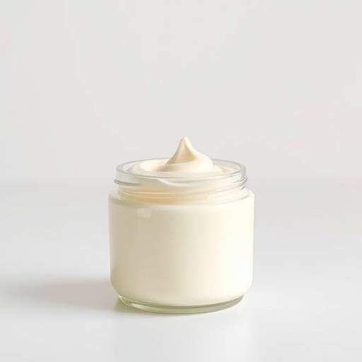 Fotografia de um produto de beleza, um frasco de creme, em um fundo clean e minimalista